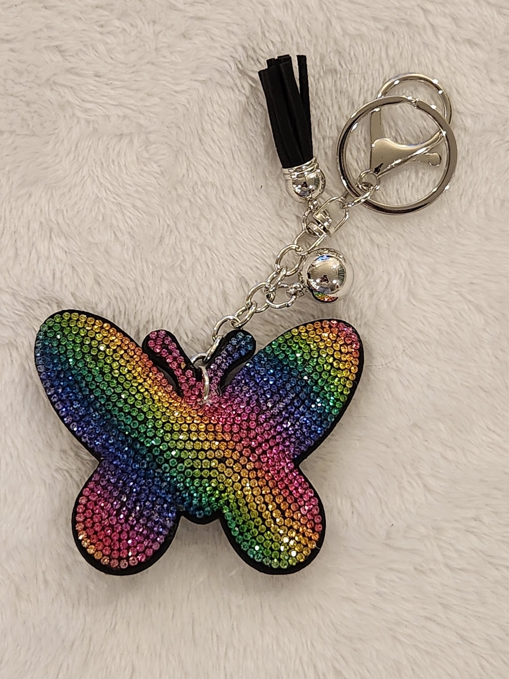 Rainbow Rhinestone Colorful Butterfly Keychain Bag Charm